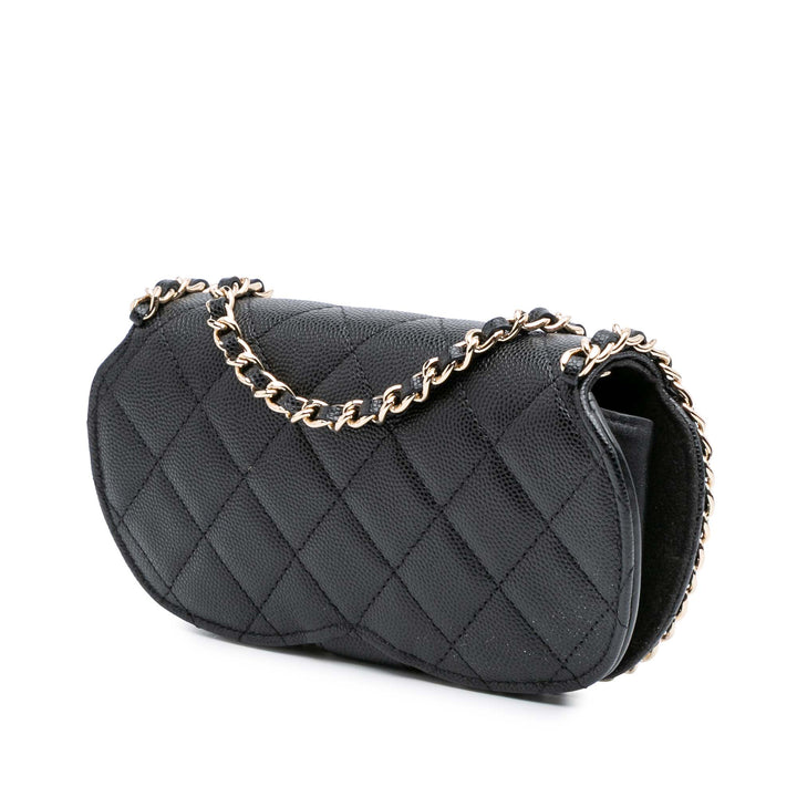 CC Quilted Caviar Chain Around Sunglasses Case Black - Gaby Paris