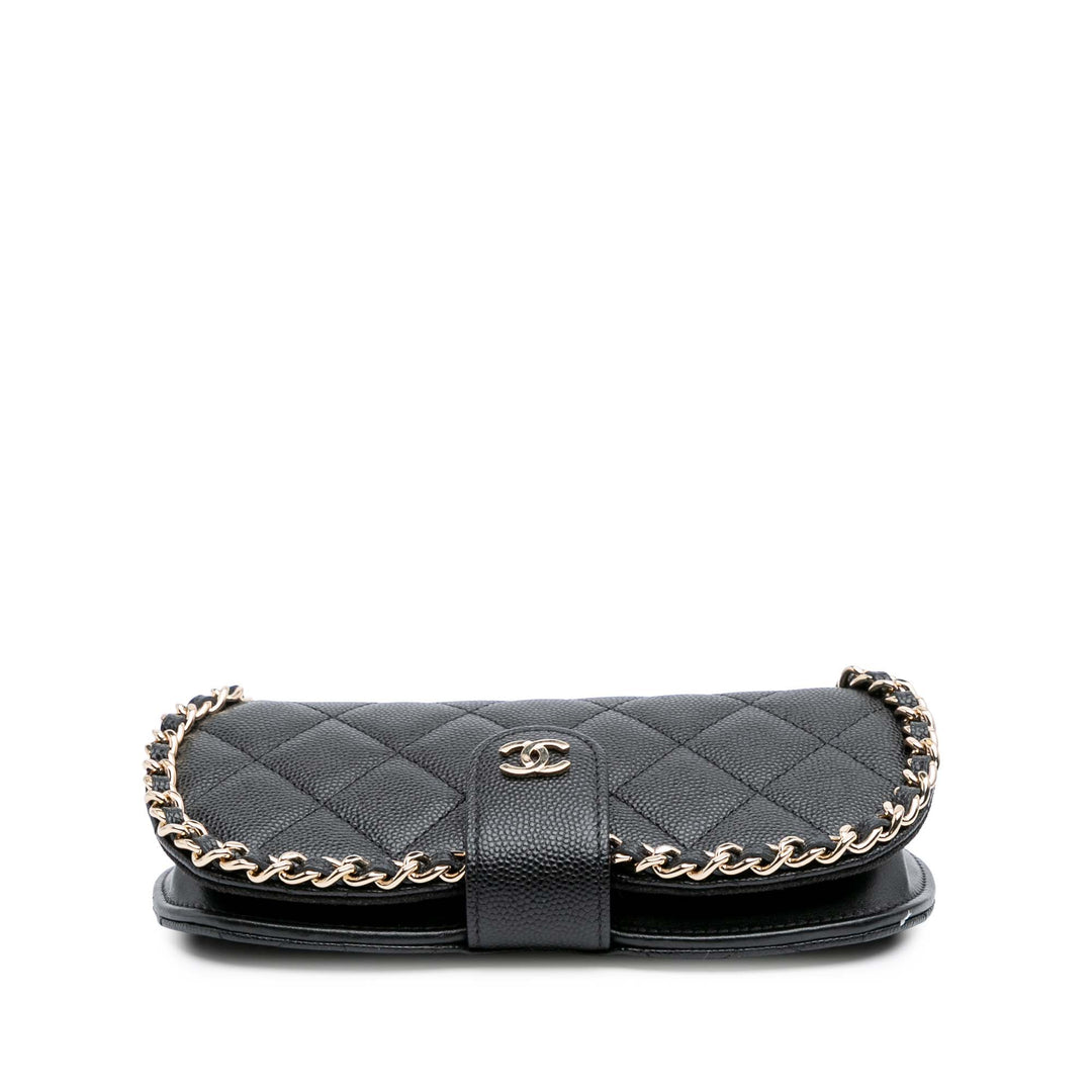 CC Quilted Caviar Chain Around Sunglasses Case Black - Gaby Paris