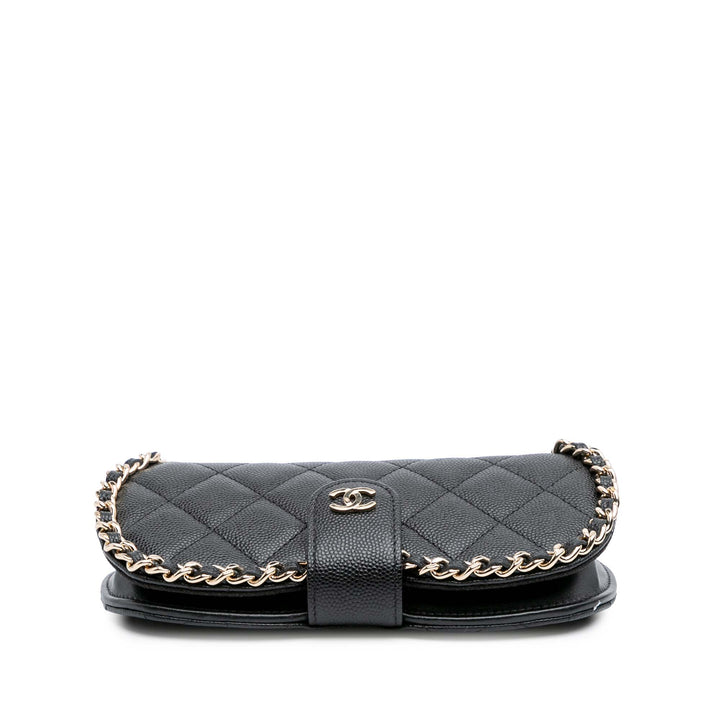 CC Quilted Caviar Chain Around Sunglasses Case Black - Gaby Paris