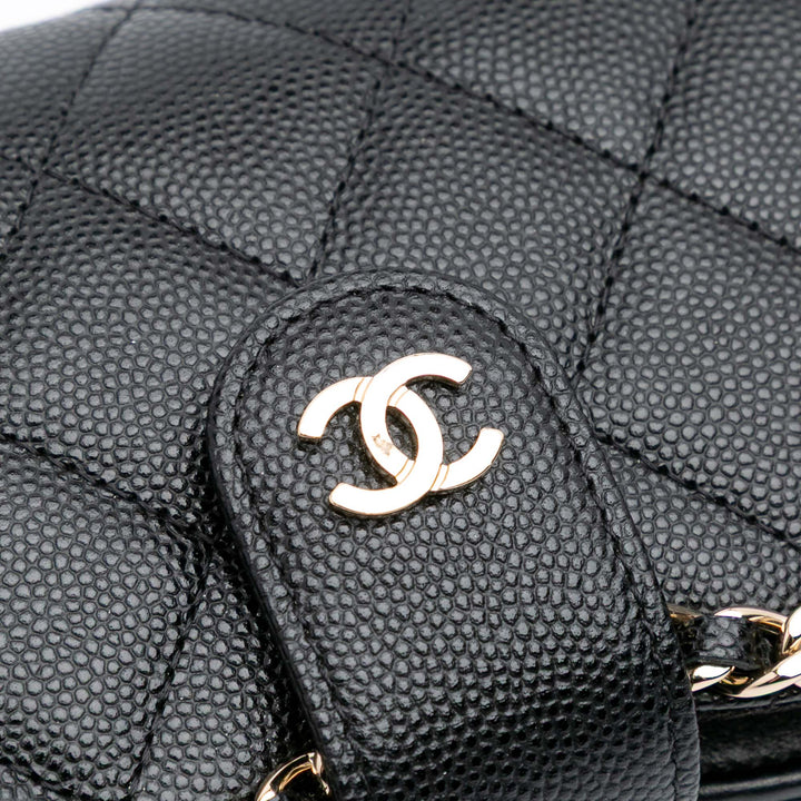 CC Quilted Caviar Chain Around Sunglasses Case Black - Gaby Paris