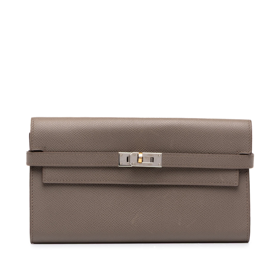 Hermès Kelly Portefeuille long Epsom Marron – vue principale – GABY PARIS