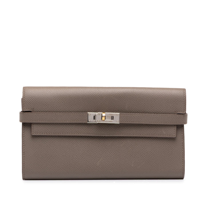 Hermès Kelly Portefeuille long Epsom Marron – vue principale – GABY PARIS
