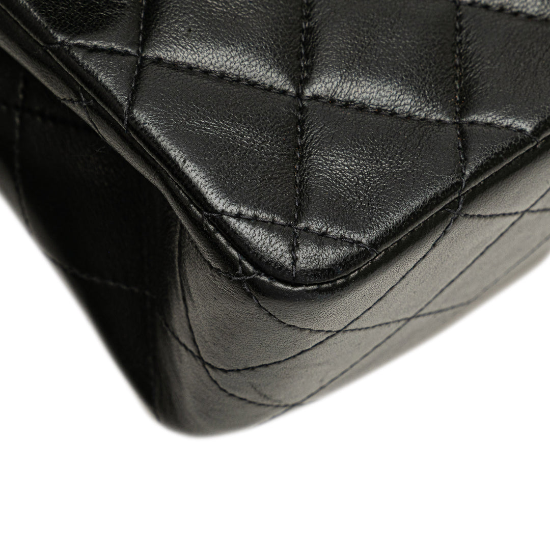 Medium Classic Lambskin Double Flap Black - Gaby Paris