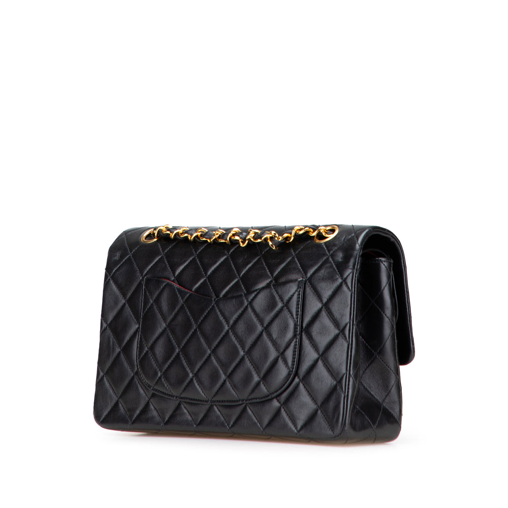 Medium Classic Lambskin Double Flap Black - Gaby Paris