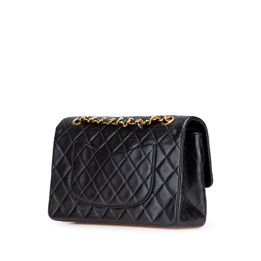 Medium Classic Lambskin Double Flap Black - Gaby Paris