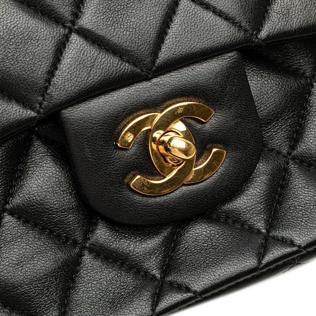 Medium Classic Lambskin Double Flap Black - Gaby Paris
