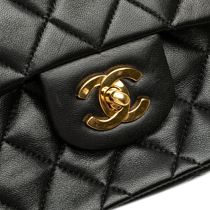 Medium Classic Lambskin Double Flap Black - Gaby Paris