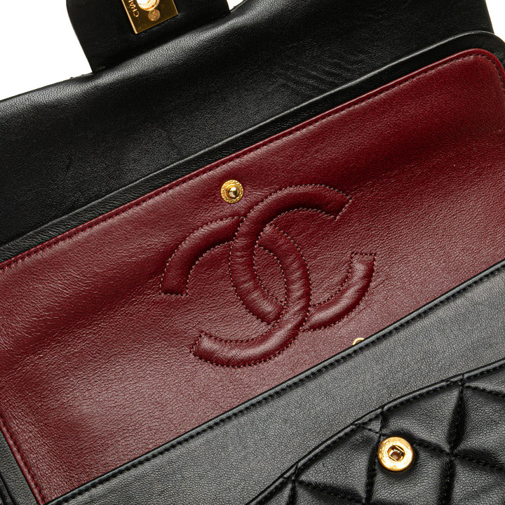 Medium Classic Lambskin Double Flap Black - Gaby Paris