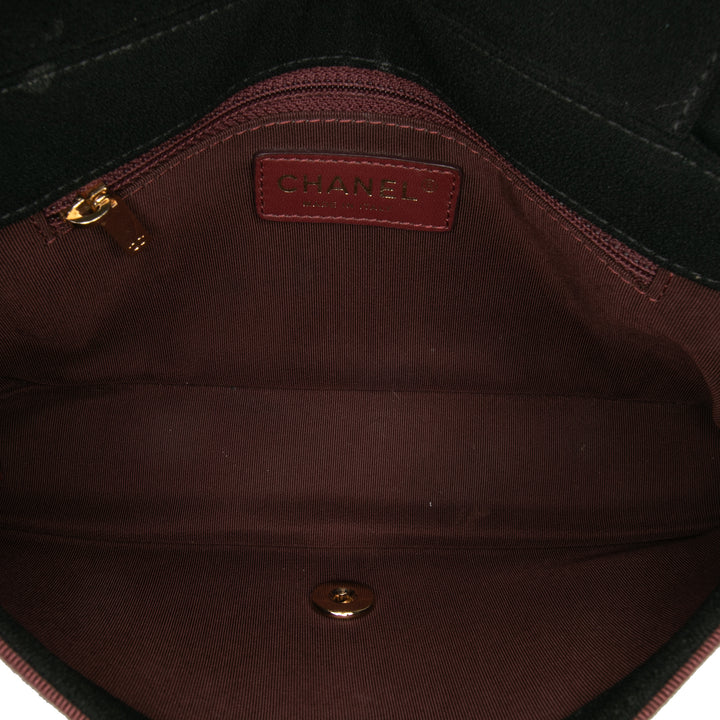 Small Bicolor Quilted Grosgrain Satin Small Mademoiselle Double Flap Red - Gaby Paris