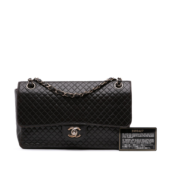 Chanel Medium Classic Microquilted Cuir d’agneau Simple rabat Noir