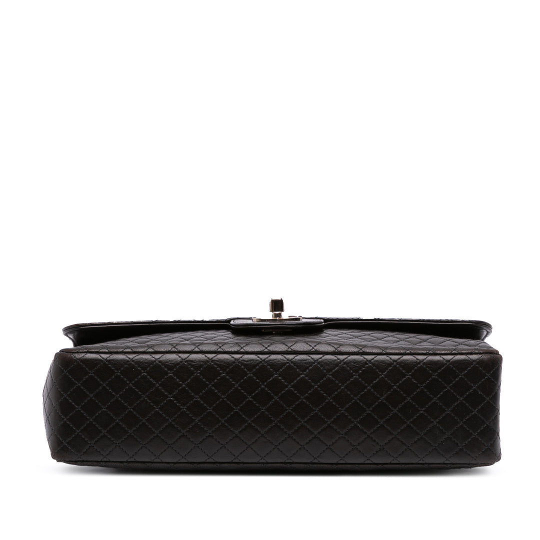 Chanel Medium Classic Microquilted Cuir d’agneau Simple rabat Noir