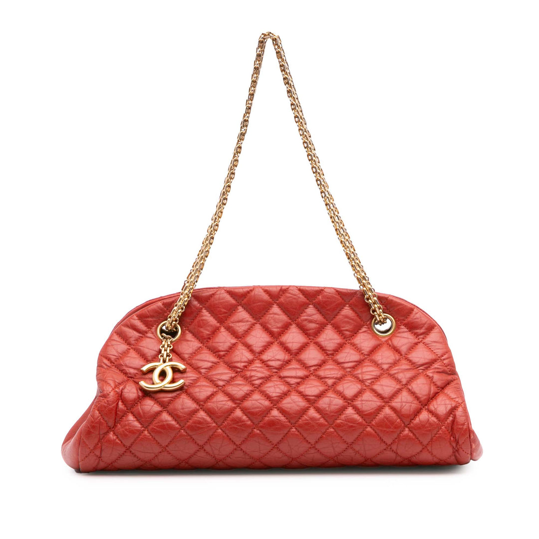 Medium Lambskin Just Mademoiselle Bowling Bag Red - Gaby Paris