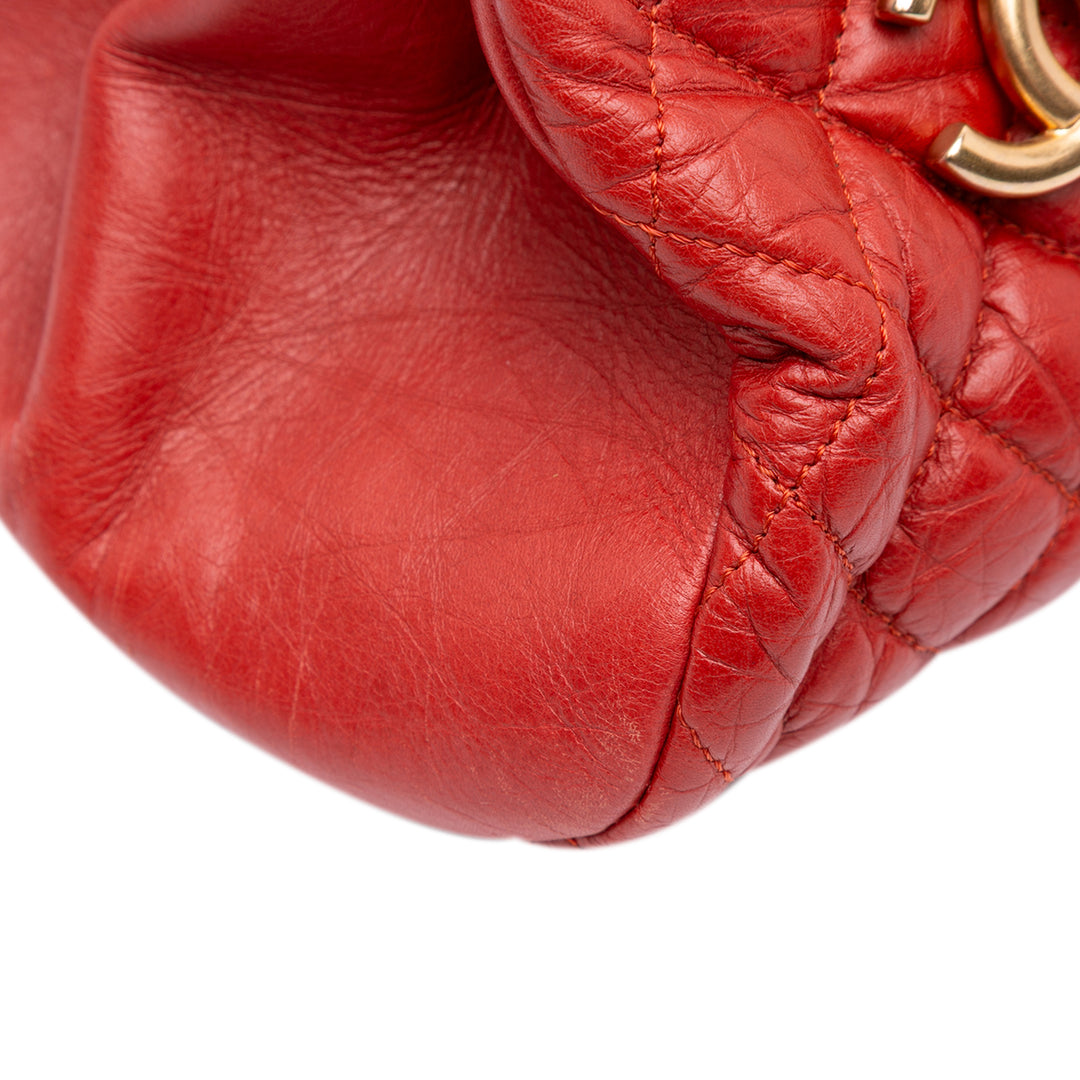 Medium Lambskin Just Mademoiselle Bowling Bag Red - Gaby Paris