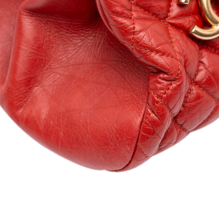 Medium Lambskin Just Mademoiselle Bowling Bag Red - Gaby Paris