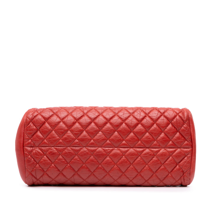 Medium Lambskin Just Mademoiselle Bowling Bag Red - Gaby Paris