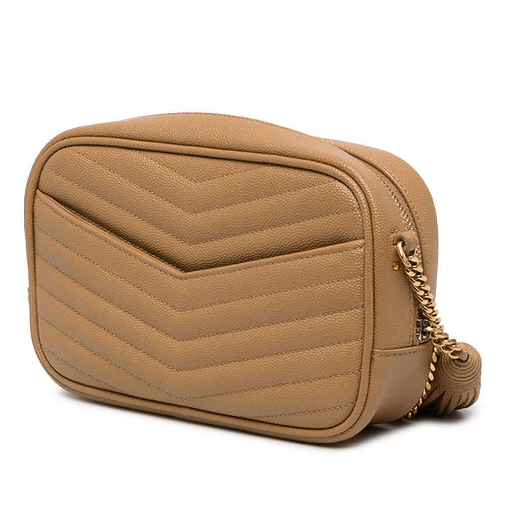 Saint Laurent Sac caméra Chevron Grain de Poudre Lou Monogram Mini Marron – vue 2 – GABY PARIS