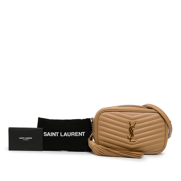 Saint Laurent Sac caméra Chevron Grain de Poudre Lou Monogram Mini Marron – vue 6 – GABY PARIS