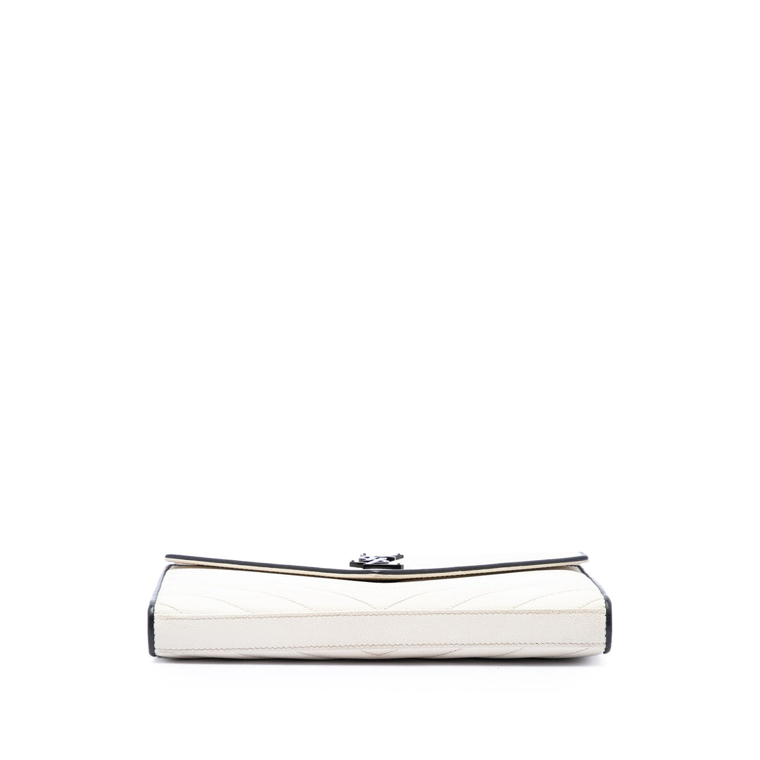 Saint Laurent Bicolore Grain De Poudre Chevron Classic Cassandre Chaîne Portefeuille Noir – vue 3 – GABY PARIS