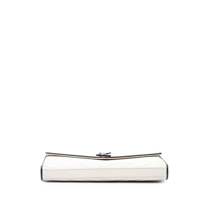 Saint Laurent Bicolore Grain De Poudre Chevron Classic Cassandre Chaîne Portefeuille Noir – vue 3 – GABY PARIS