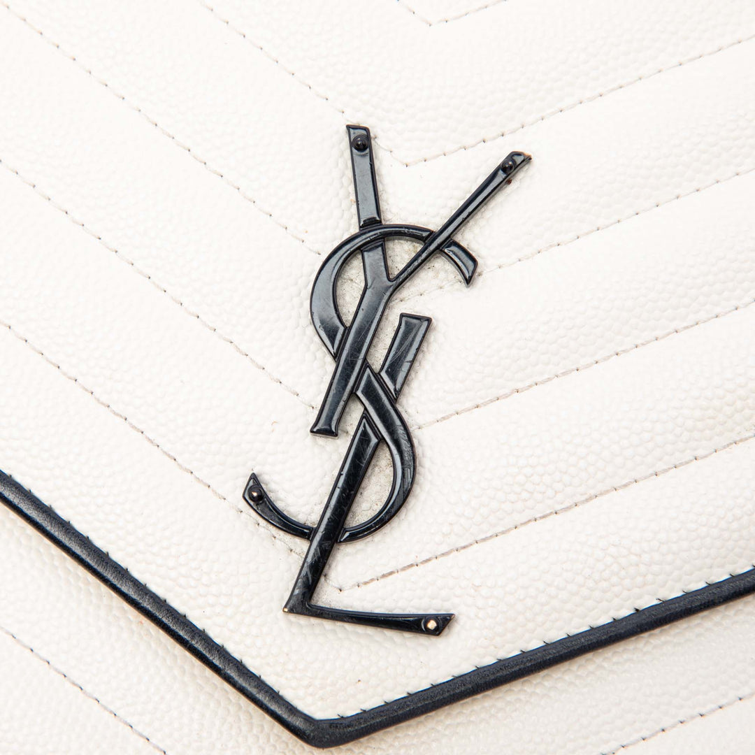 Saint Laurent Bicolore Grain De Poudre Chevron Classic Cassandre Chaîne Portefeuille Noir – vue 5 – GABY PARIS