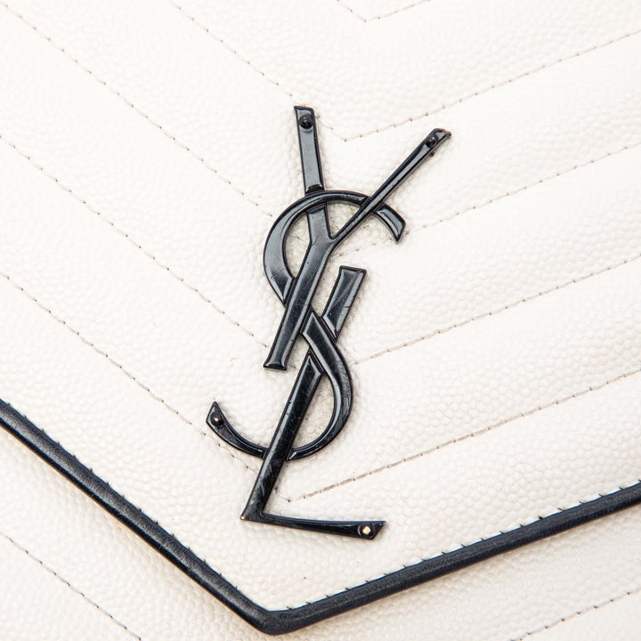 Saint Laurent Bicolore Grain De Poudre Chevron Classic Cassandre Chaîne Portefeuille Noir – vue 5 – GABY PARIS
