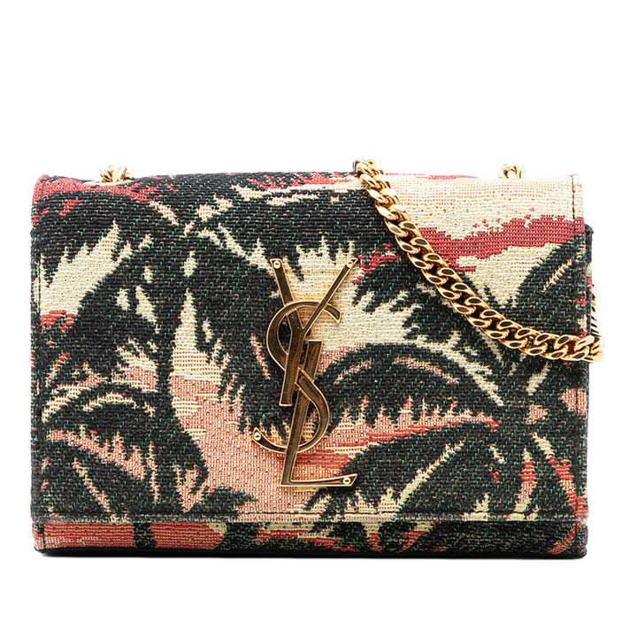 Saint Laurent Small brodé Toile Palm Tree Monogram Kate Sac porté croisé
