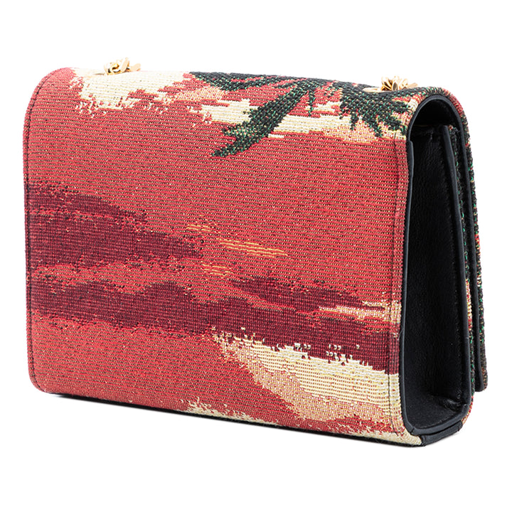 Saint Laurent Small brodé Toile Palm Tree Monogram Kate Sac porté croisé