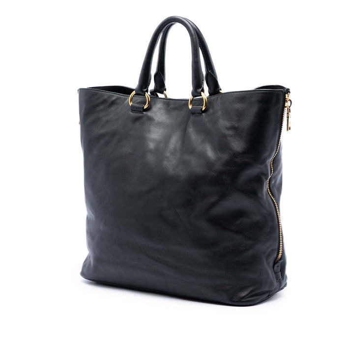 Prada Soft Veau Side Zip Open Convertible Cabas