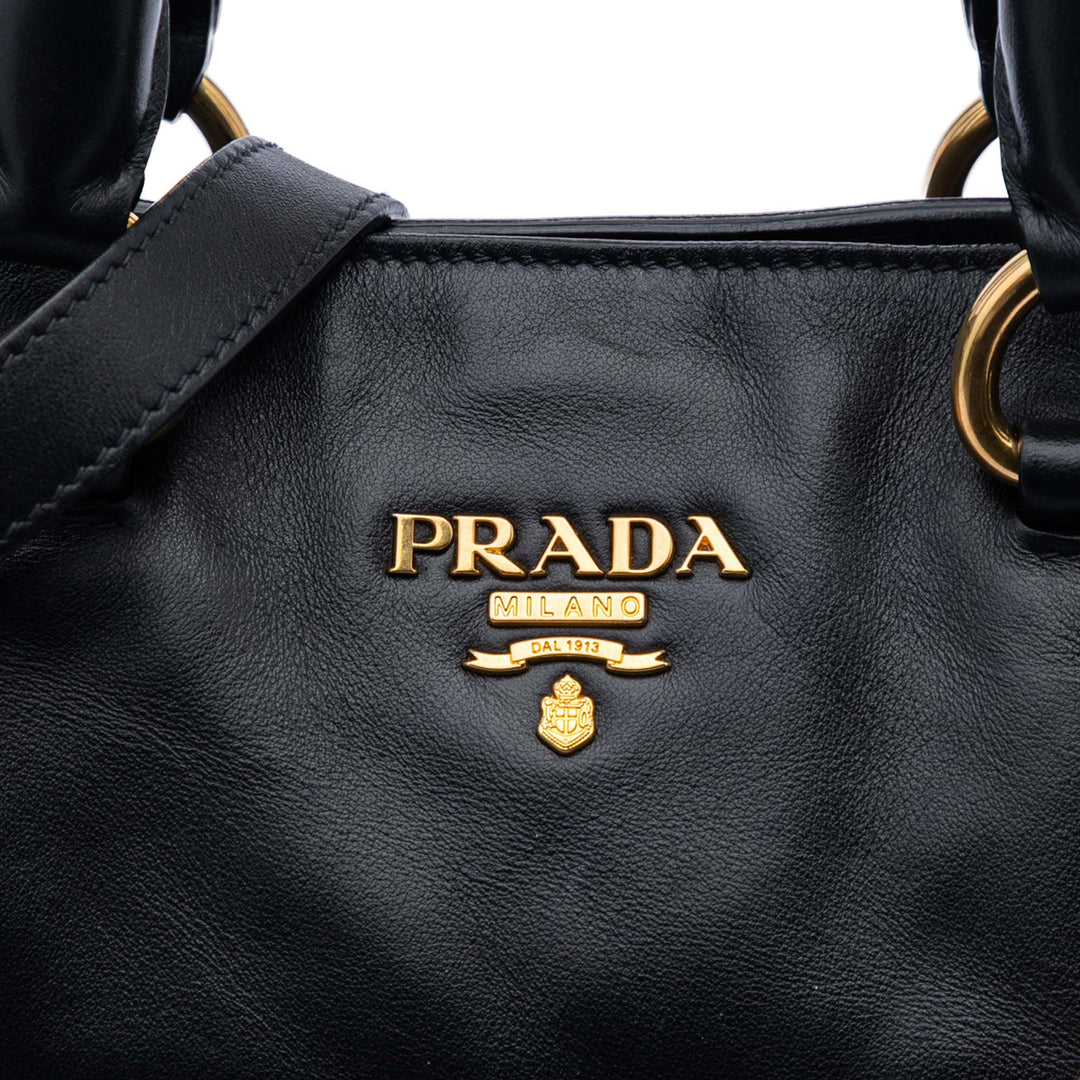Prada Soft Veau Side Zip Open Convertible Cabas