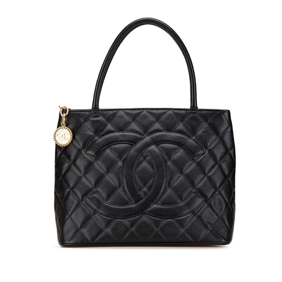 Caviar Medallion Tote Black - Gaby Paris