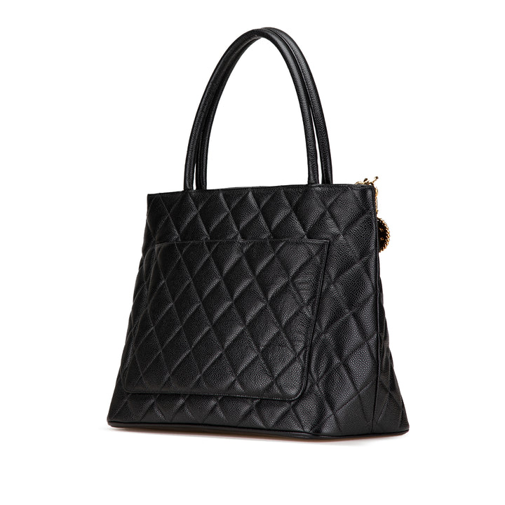 Caviar Medallion Tote Black - Gaby Paris