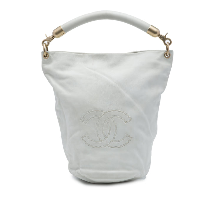 CC Sac seau Cuir de veau Blanc