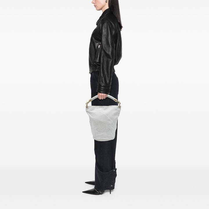 CC Sac seau Cuir de veau Blanc