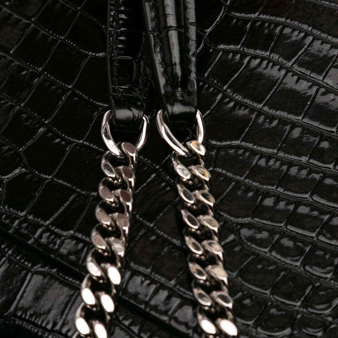 Saint Laurent Medium Croc Embossed Cuir Sunset Sac porté croisé Noir – GABY PARIS Authentique