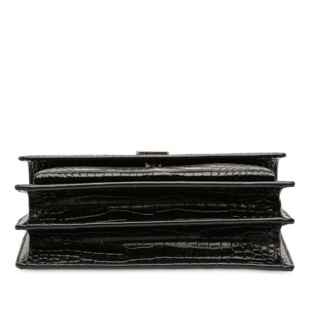 Saint Laurent Medium Croc Embossed Cuir Sunset Sac porté croisé Noir – GABY PARIS Authentique