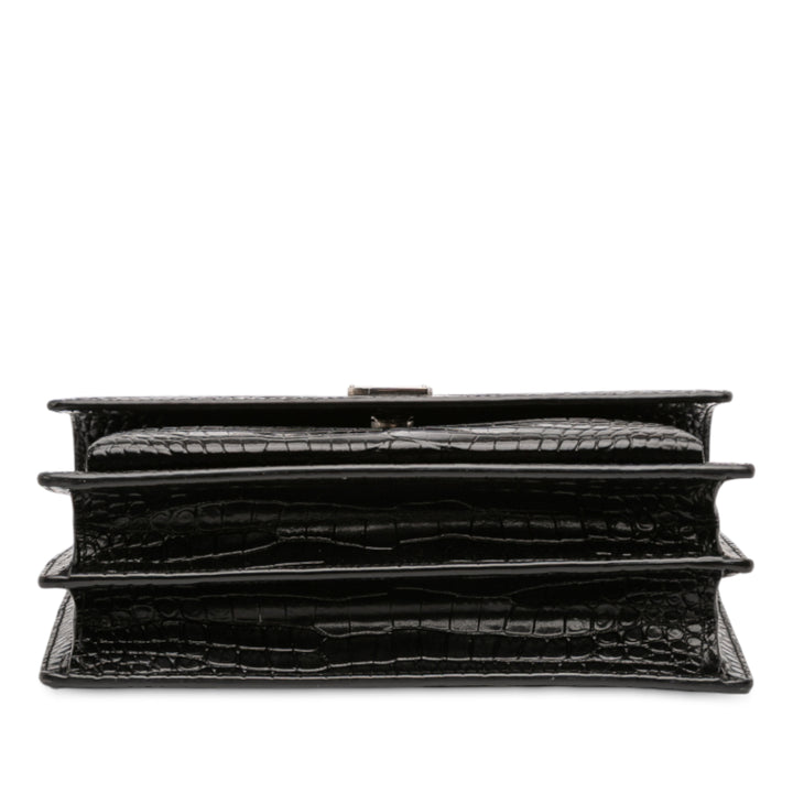 Saint Laurent Medium Croc Embossed Cuir Sunset Sac porté croisé Noir – GABY PARIS Authentique