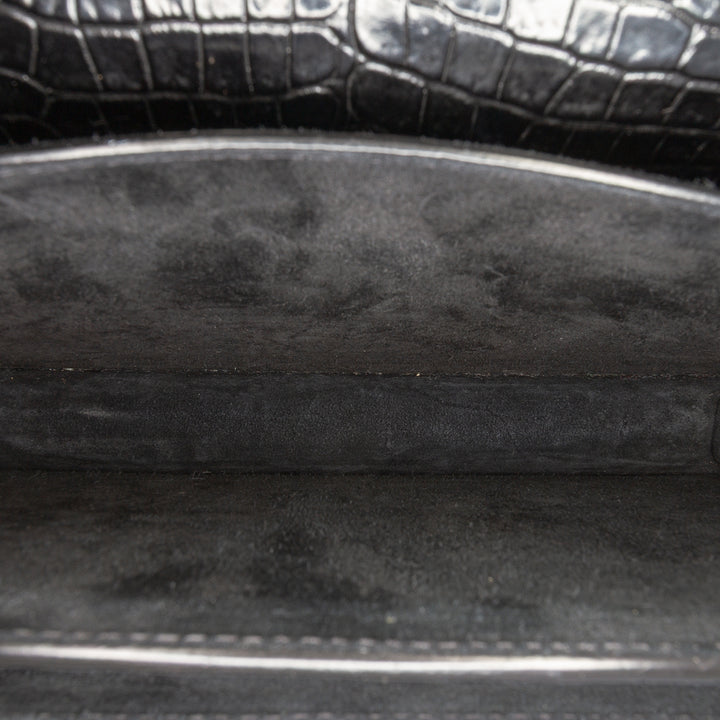 Saint Laurent Medium Croc Embossed Cuir Sunset Sac porté croisé Noir – GABY PARIS Authentique