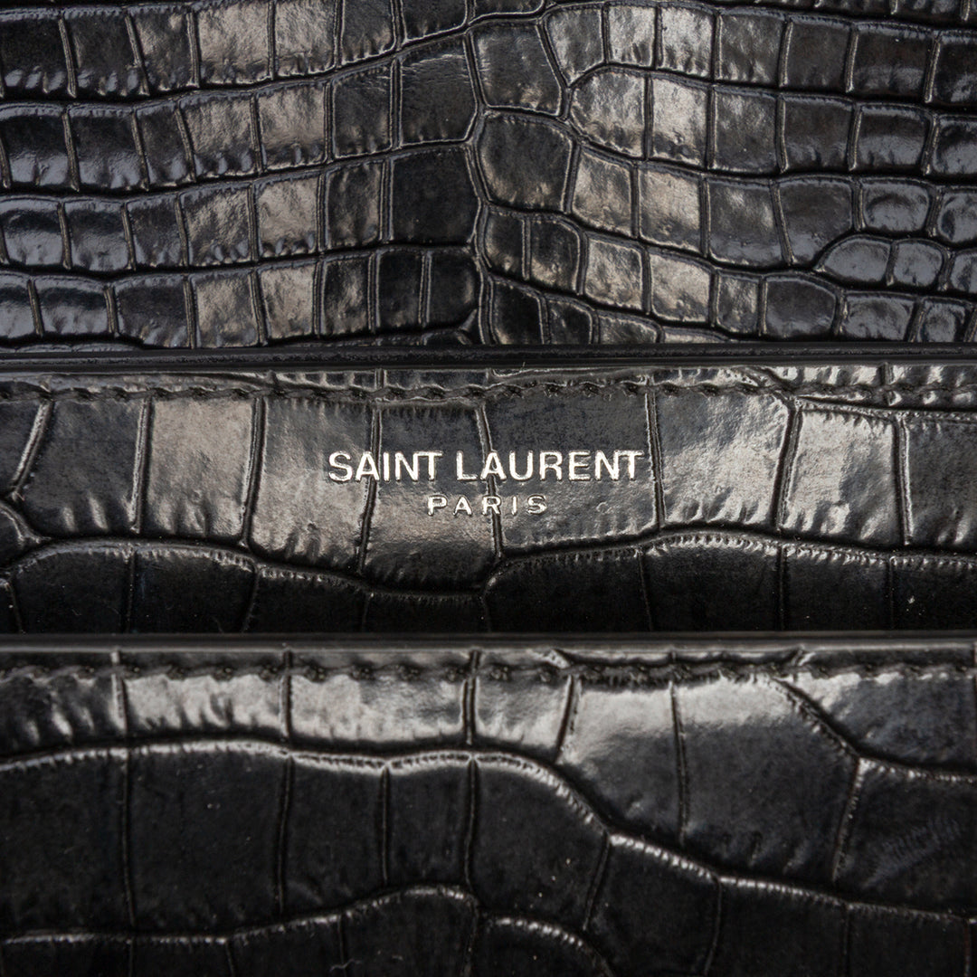 Saint Laurent Medium Croc Embossed Cuir Sunset Sac porté croisé Noir – GABY PARIS Authentique