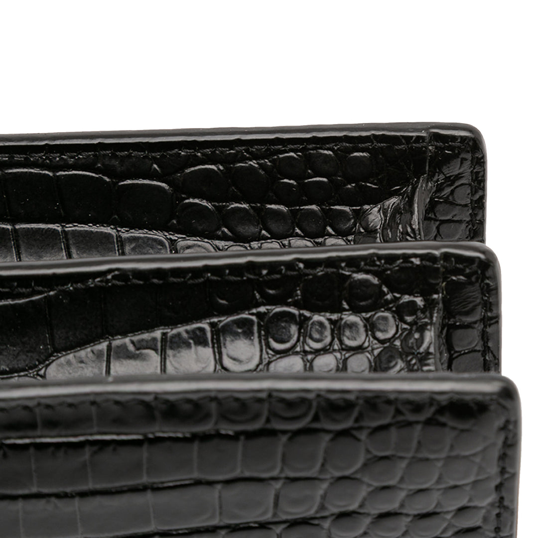 Saint Laurent Medium Croc Embossed Cuir Sunset Sac porté croisé Noir – GABY PARIS Authentique