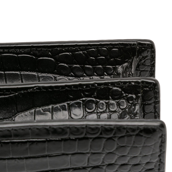 Saint Laurent Medium Croc Embossed Cuir Sunset Sac porté croisé Noir – GABY PARIS Authentique