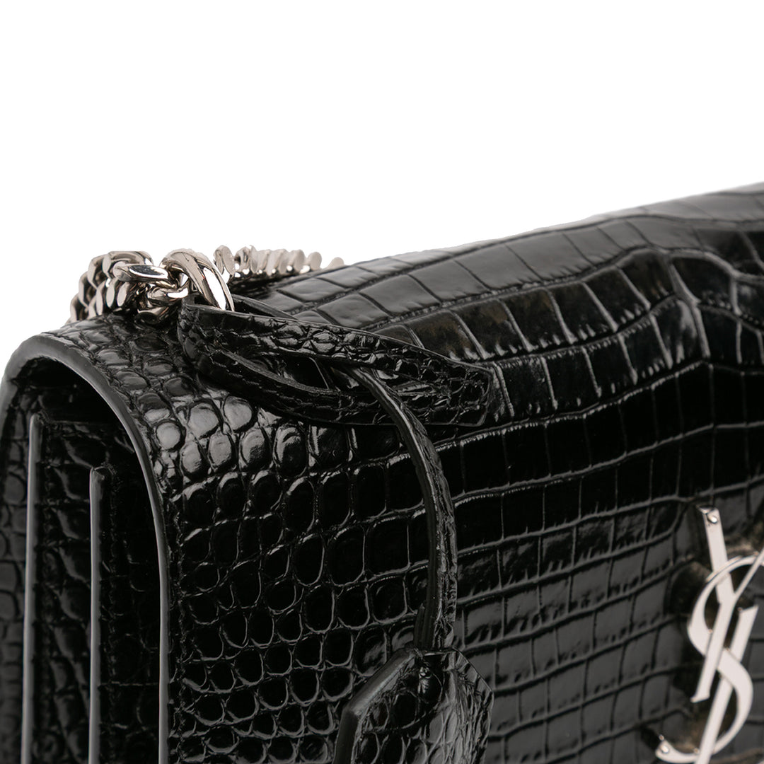 Saint Laurent Medium Croc Embossed Cuir Sunset Sac porté croisé Noir – GABY PARIS Authentique