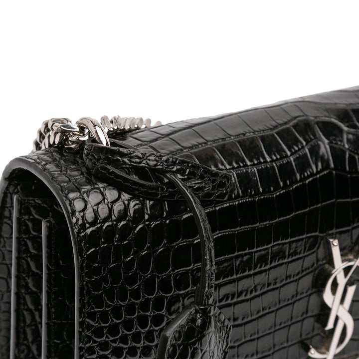 Saint Laurent Medium Croc Embossed Cuir Sunset Sac porté croisé Noir – GABY PARIS Authentique