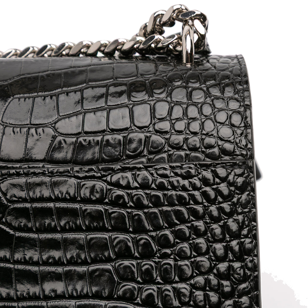Saint Laurent Medium Croc Embossed Cuir Sunset Sac porté croisé Noir – GABY PARIS Authentique