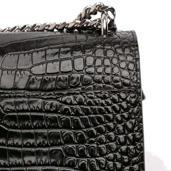 Saint Laurent Medium Croc Embossed Cuir Sunset Sac porté croisé Noir – GABY PARIS Authentique