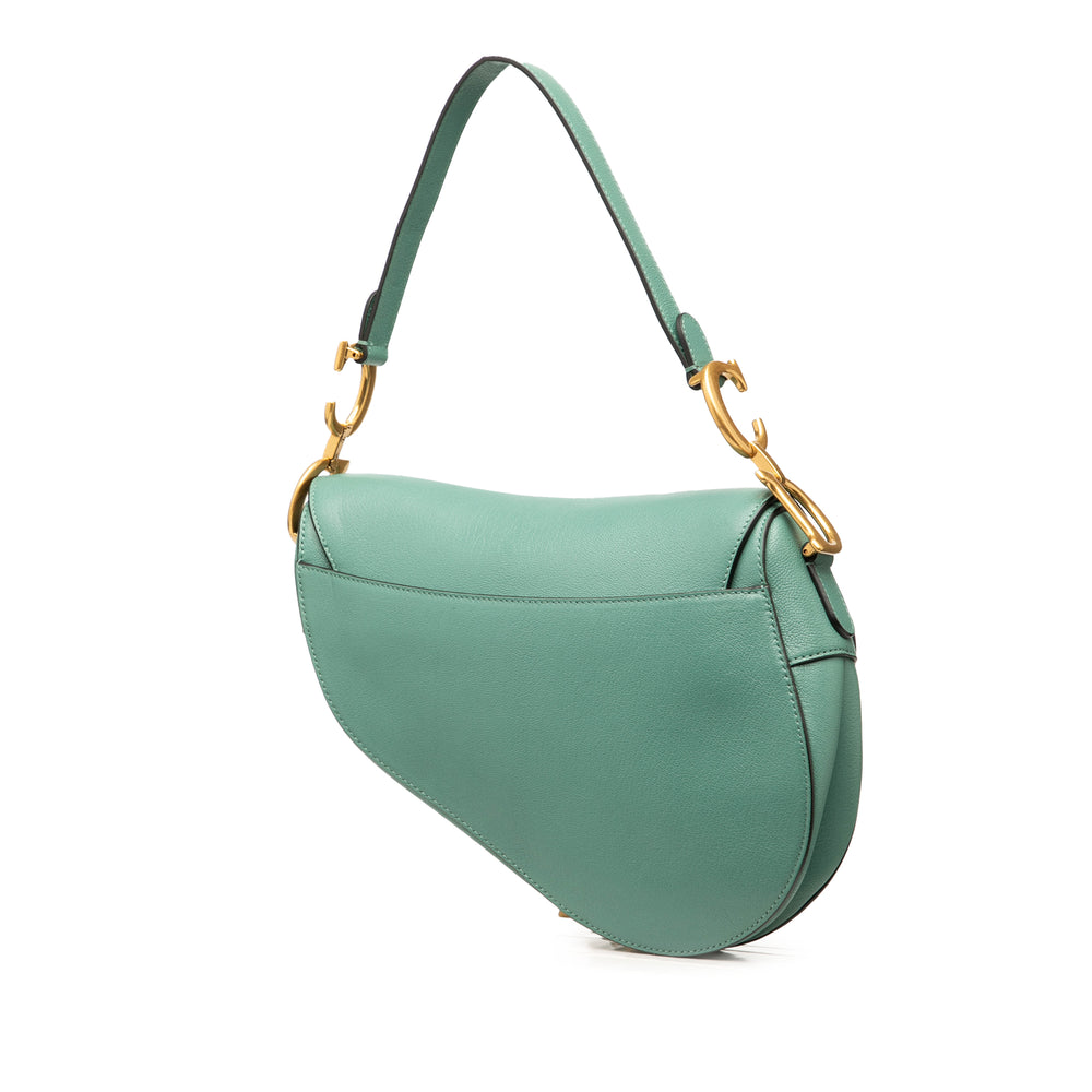 Dior Saddle Sac Mini Cuir de chèvre Vert – vue 2 – GABY PARIS