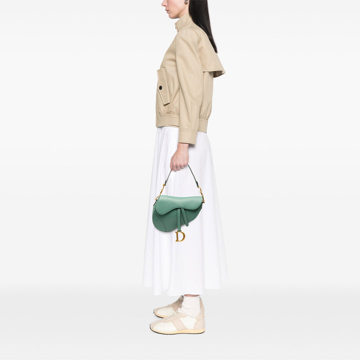 Dior Saddle Sac Mini Cuir de chèvre Vert – vue 7 – GABY PARIS