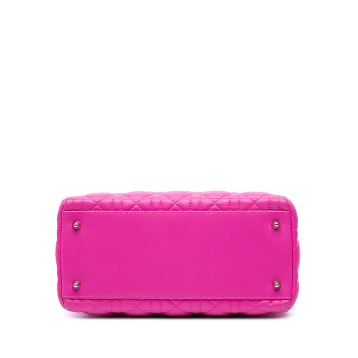 Medium Lambskin Cannage Lady Dior Pink - Gaby Paris