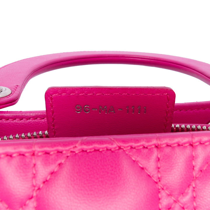 Medium Lambskin Cannage Lady Dior Pink - Gaby Paris