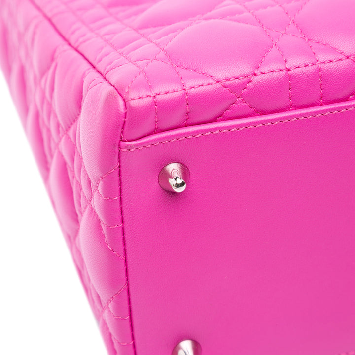 Medium Lambskin Cannage Lady Dior Pink - Gaby Paris