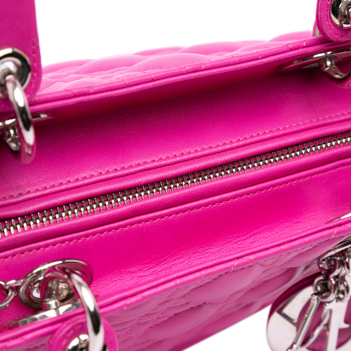 Medium Lambskin Cannage Lady Dior Pink - Gaby Paris